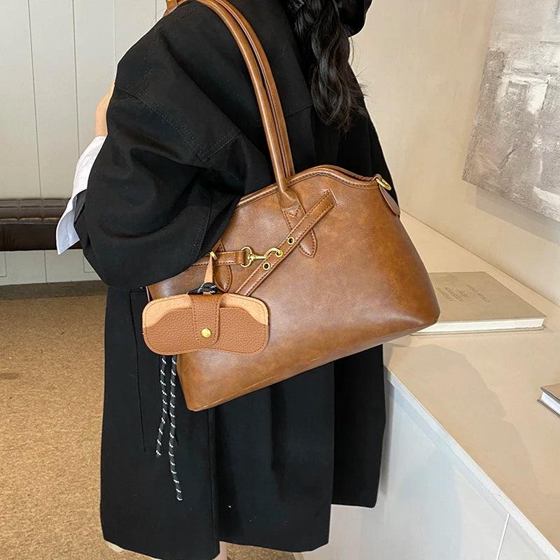 Leather Tote Bags Large Women Zipper Handbags with Phone Purse and Accessory Bag