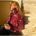 Women's Cardigan Striped Knit Open-Front O-Neck Loose Full-Sleeve Casual Autumn Winter Sweater