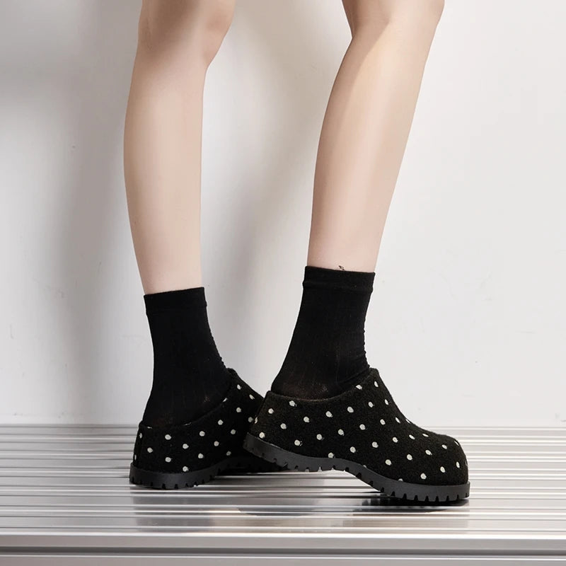 Damen Polka Dot Mule Hausschuhe Dicke Plattform Slip-On Offene Schuhe