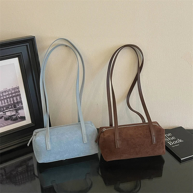 Women's Shoulder Bag Vintage Small PU Leather Zipper Underarm Tote Bag with Phone Pocket