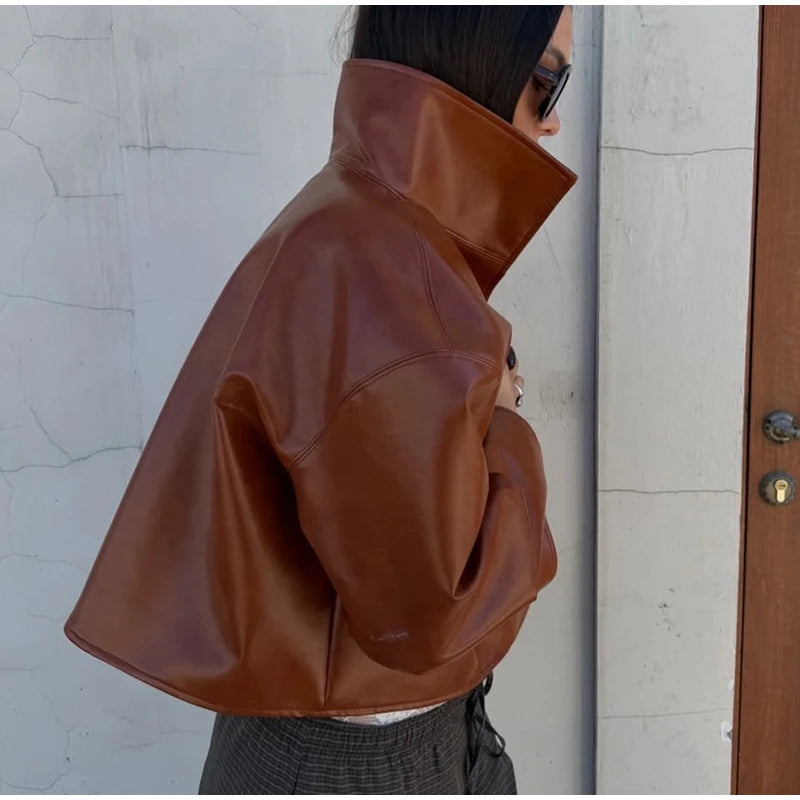 Women's Jacket Polyester Solid Stand Collar Open-Front Loose Full-Sleeve Casual Spring Autumn Outerwear