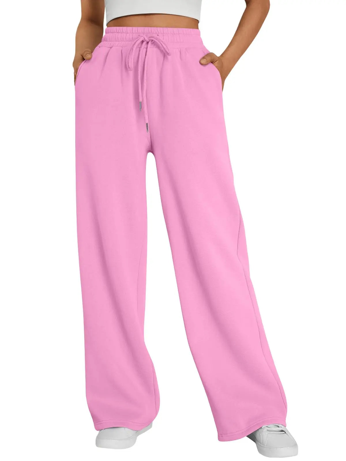 Women's Wide Leg Sweatpants Loose Streetwear Baggy Oversize Gray Sports Pants Drawstring Casual Joggers Trousers
