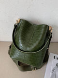 Women Bag Vintage Crocodile Pattern Crossbody Bags PU Leather Trend Designer Shoulder Handbags Large Capacity Bucket