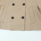 Women's Coat Double-Breasted Short Trench Jacket Vintage Notched-Collar Wide-Waist Long-Sleeve Woven Coat in Khaki