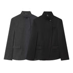 Women's Plaid Stand-Collar Single-Button Blazer Fashion High Street Outwear