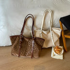 Vintage Leopard Tote Shoulder Bag – Large Capacity Handbag