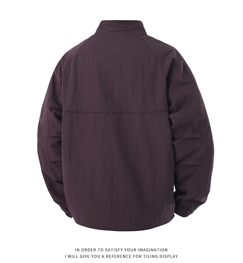 Men's Slim-Fit Zip-Up Baseball Collar Jacket