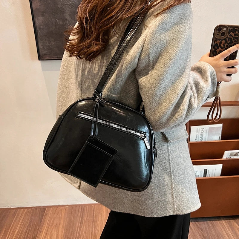 Women Shoulder Bags PU Leather Underarm Zipper Handbags with Mini Coin Wallet Purses