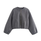 Women’s Cropped Sports Jacket Zip-Up Long Sleeve