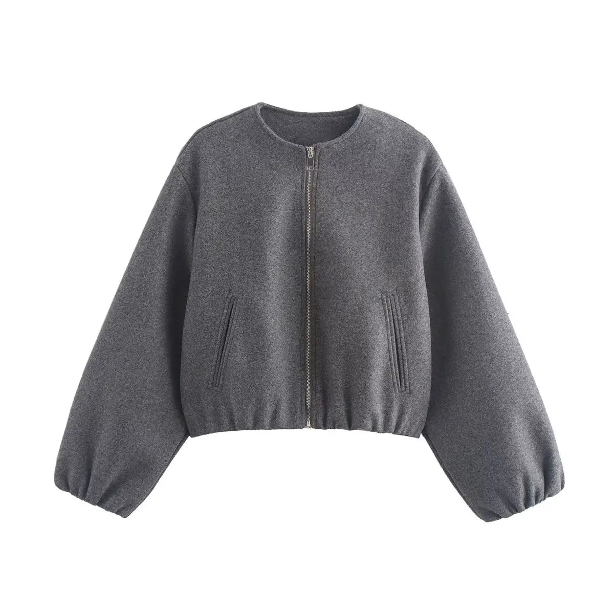 Women’s Cropped Sports Jacket Zip-Up Long Sleeve