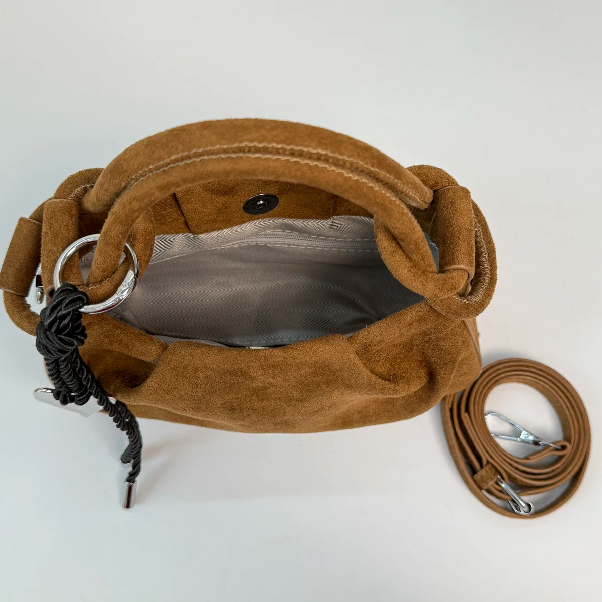Women's Faux Suede Leather Crossbody Bag with Short Handle