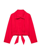Women Trendy Red Turtleneck Jacket High Street 2026 Spring Fashion Elegant Belt Short Coat Female Chic Outwear