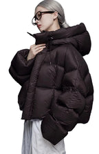 Women's Cropped Hooded Puffer Jacket with Pockets