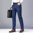 New Style Business Men's Jeans Casual Straight Stretch Fashion Classic Blue Black Work Pant Denim Trousers Male Clothing