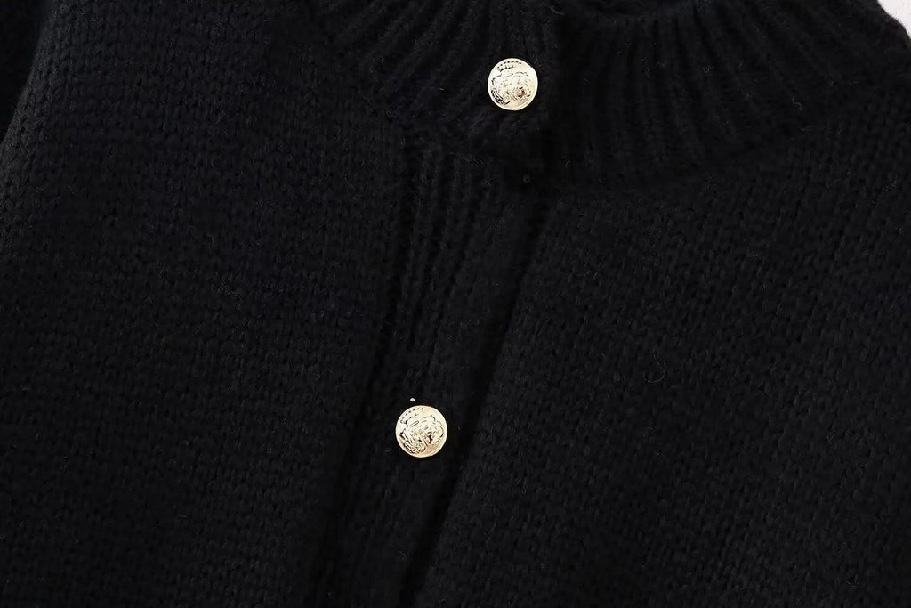 Button Cardigan Round Neck Lantern Long Sleeves Knit Outwear Sd00fe165626f4999b35618bcf048c91aS STYLEINGER