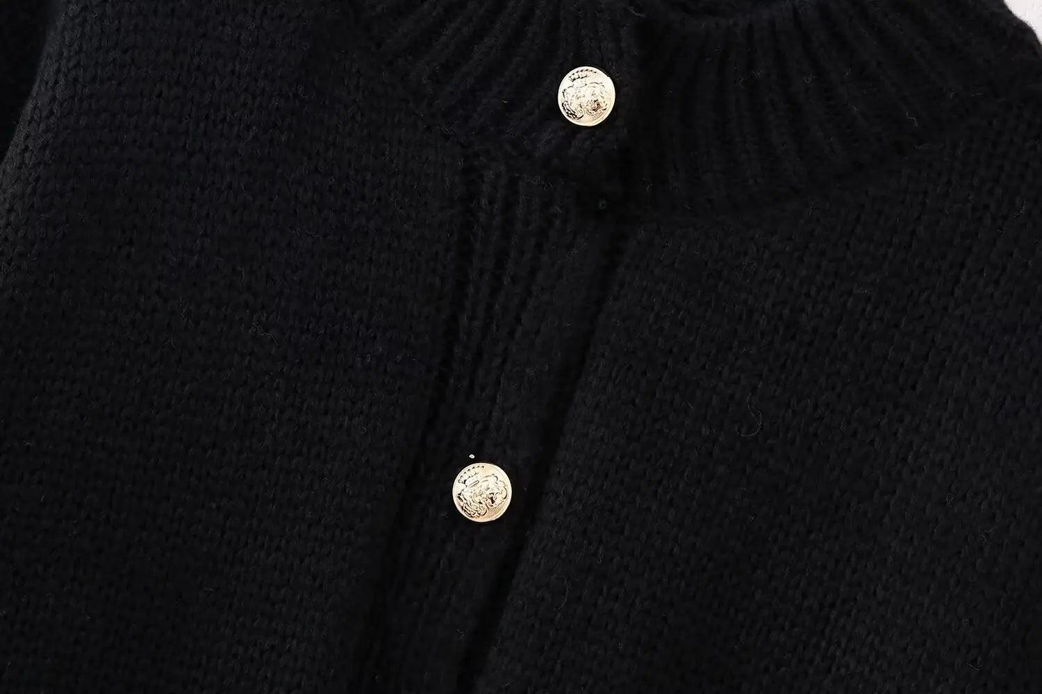 Button Cardigan Round Neck Lantern Long Sleeves Knit Outwear Sd00fe165626f4999b35618bcf048c91aS STYLEINGER