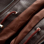 Women's Jacket Vintage PU Faux Leather Drawstring Double-Breasted Pleated Full-Sleeve Casual Coat