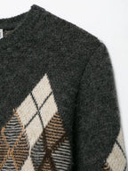 Women's Diamond Argyle Knit Button-Front Cardigan Casual Fashion Sweater