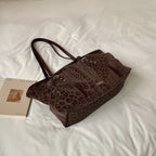 Vintage Leopard Tote Shoulder Bag – Large Capacity Handbag
