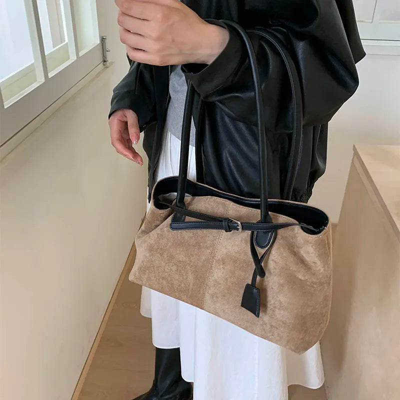 Women's Retro PU Leather Underarm Tote Bag – Casual Shoulder Handbag