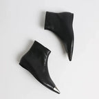 Arden Furtado Women's Winter Ankle Boots – Side Zip Metal Toe Height Increasing Heel