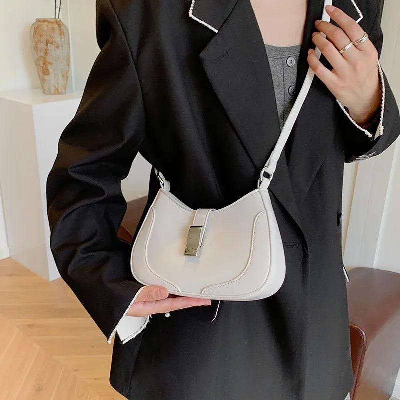 Small Saddle Bag Women Leather Zipper Shoulder Bags Crossbody Purses