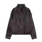 Women's Jacket Jacket Motorcycle Style 2026 Autunm Black Long Sleeve Pebble Faux Leather Fashion