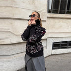 Women's Cardigan Striped Knit Open-Front O-Neck Loose Full-Sleeve Casual Autumn Winter Sweater