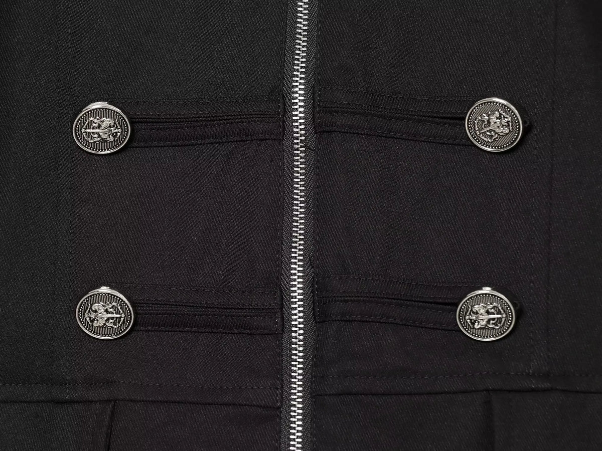 Casaco Feminino Estilo Militar com Fecho e Detalhes de Botões