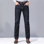 Men's Soft Straight Denim Pants Classic Business Black Biker Jeans Overalls Masculino Pantalone Hombre Mannen Homme