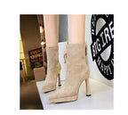 Women’s Suede Ankle Boots – Pointed Toe Platform Stiletto