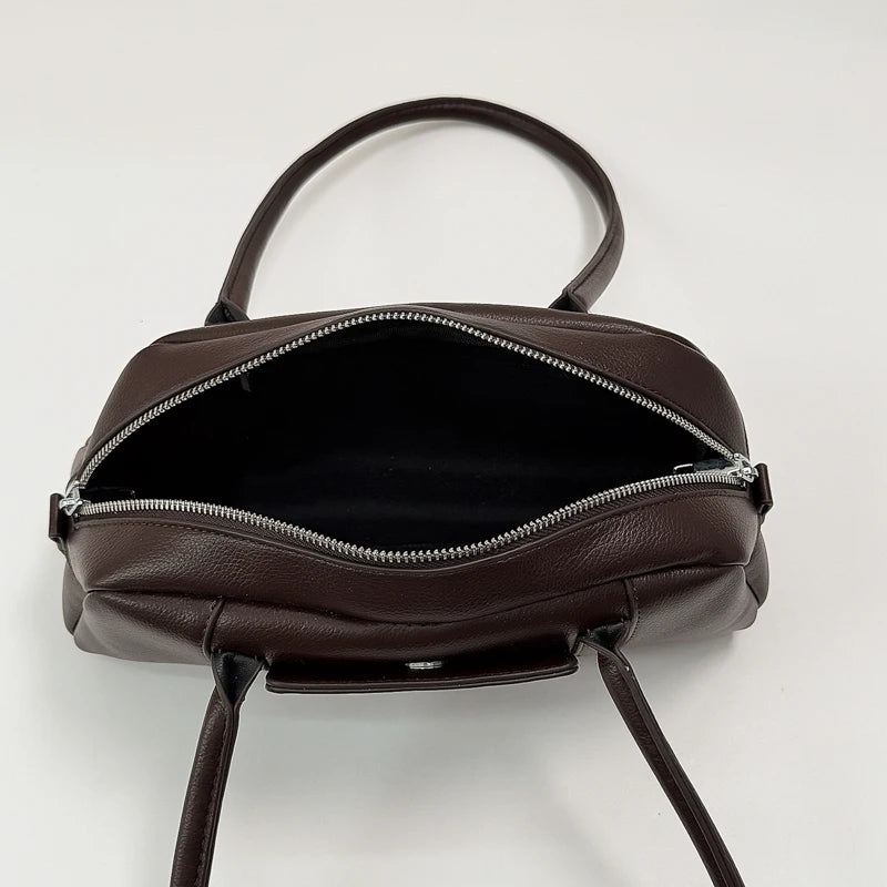 Women's PU Leather Underarm Shoulder Bag - Vintage Casual, Zipper Closure