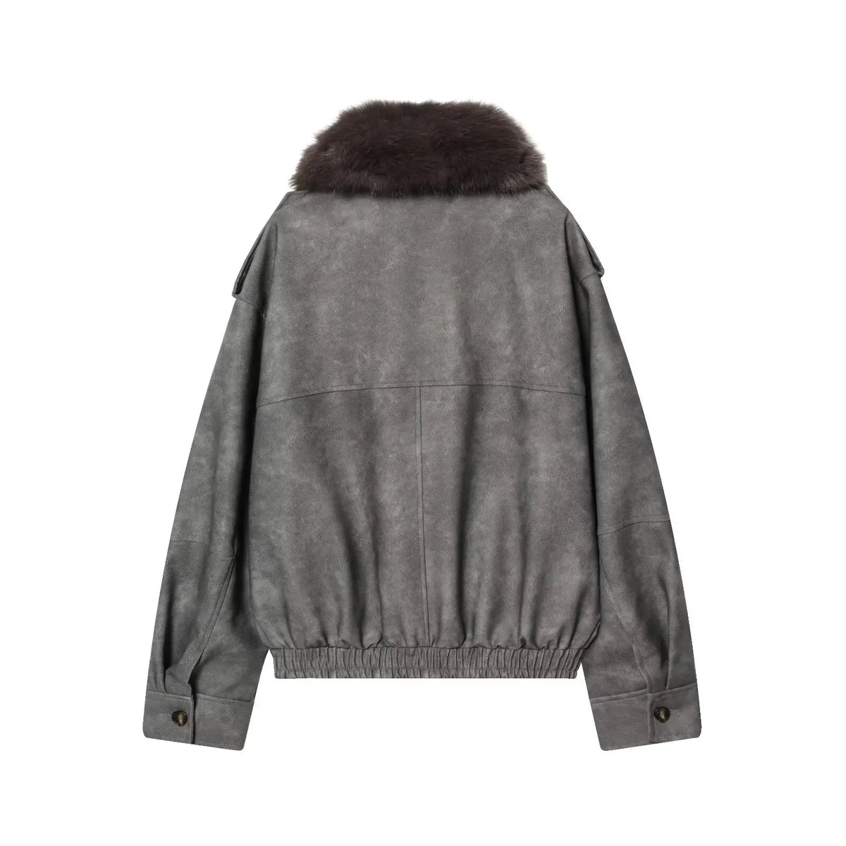 Women's  Faux Fur Collared Zip-Up Jacket with Pockets