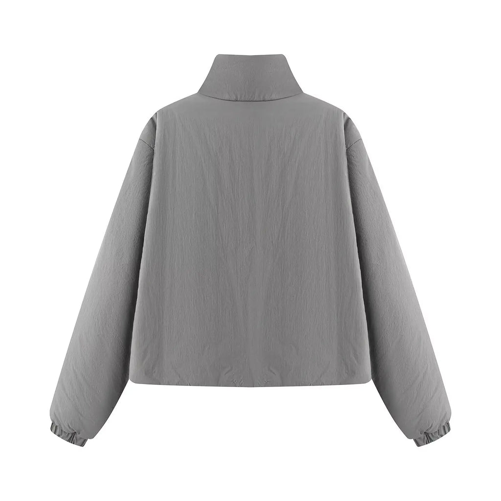 Women's Fashion Jackets Coats Front Zipper With Pockets Solid High Neck Long Sleeves Chic Lady Outfits
