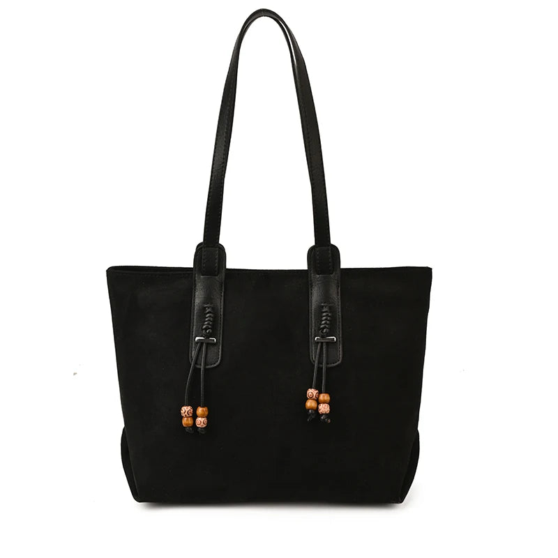 Women's Soft Faux Leather Tote Shoulder Bag with Zipper Closure