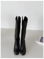 Women's Square Toe Knee-High Boots with Slim Heels