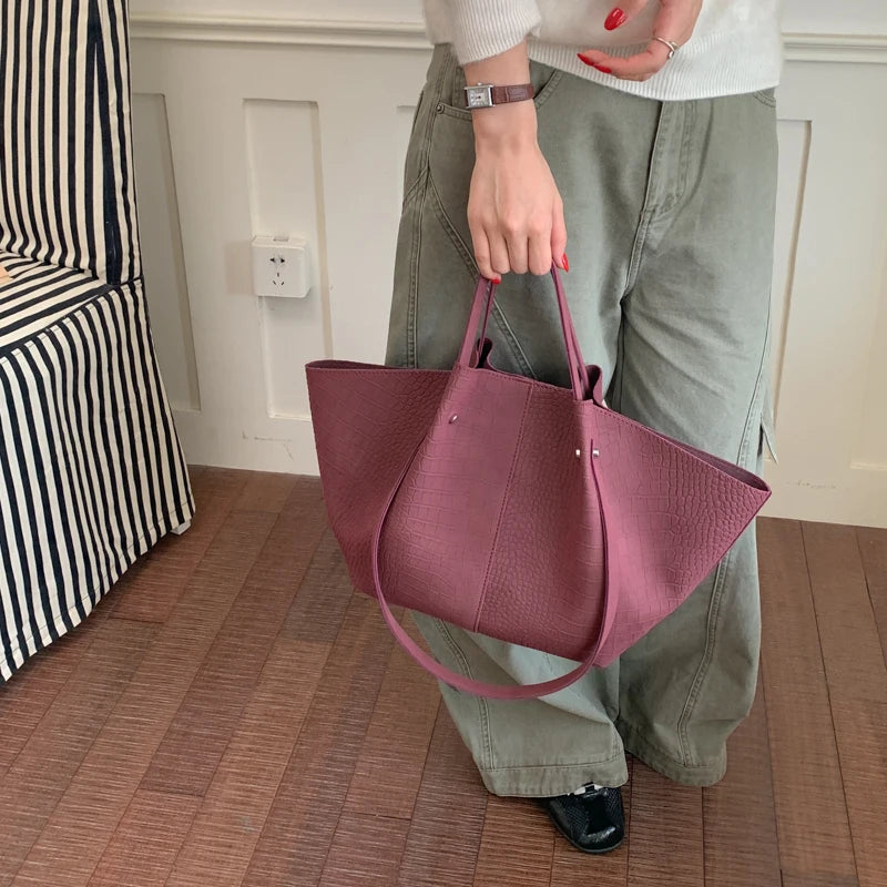 Women's Tote Bag Vintage Large-Capacity Soft PU Leather Hasp Shoulder Bag with Phone Pocket