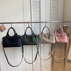 Women's Boston-Style PU Leather Shoulder Bag with Zipper