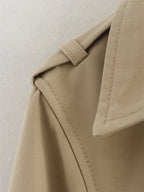Women's Cropped Trench Coat Autumn Jacket Women Streetwear Double Breasted Long Sleeve