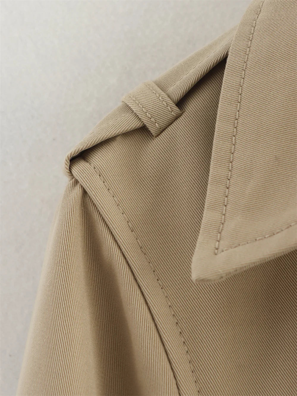Women's Cropped Trench Coat Autumn Jacket Women Streetwear Double Breasted Long Sleeve