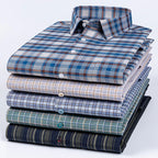 Plus Size 14XL 100%Cotton Long-Sleeve Shirts for Men Slim Fit Formal Plain Shirt Soft Plaid Striped Tops Office Elegants Clothes