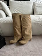 Women's Faux Suede Square Toe Knee-High Boots