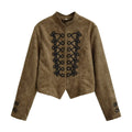 Women's Retro Military Cropped Jacket – Elegant Slim Fit