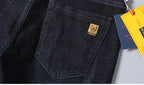 New High Quality Jeans Men's Business Casual Straight Denim Pants Stretch Fashion Classic Work Trousers Blue Black Male