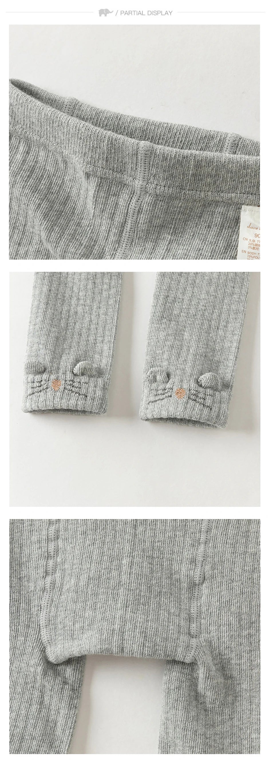 Dave & Bella Girls' Grey Tights – Cute Autumn Pantyhose for Kids Ages 3–12