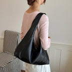 Women's Soft PU Leather Hobo Tote Bag – Hasp Closure, Water-Resistant, 37×25×11 cm