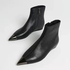 Arden Furtado Women's Winter Ankle Boots – Side Zip Metal Toe Height Increasing Heel