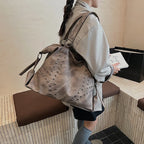 Women's Rivet PU Leather Large Capacity Shoulder Bag – Punk Style Tote Handbag