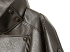 Women's Jacket Pebble Faux Leather Full-Sleeve Moto-Style Zipper Casual Coat