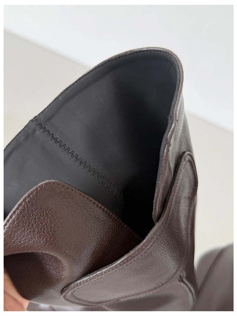 Women's Square Toe Knee-High Boots with Slim Heels